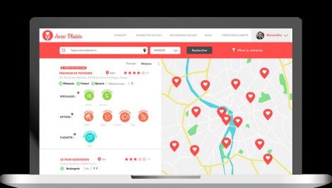 carte et liste des résultats de recherche