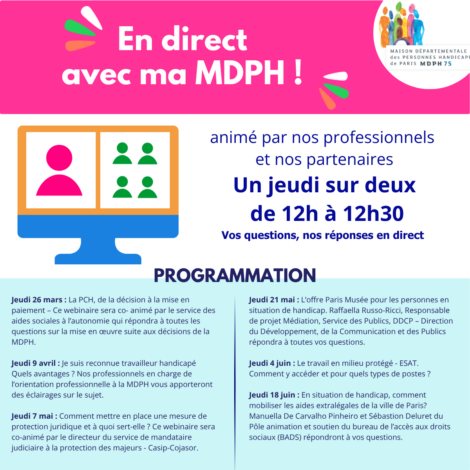 Visuel programmation En direct avec Ma MDPH